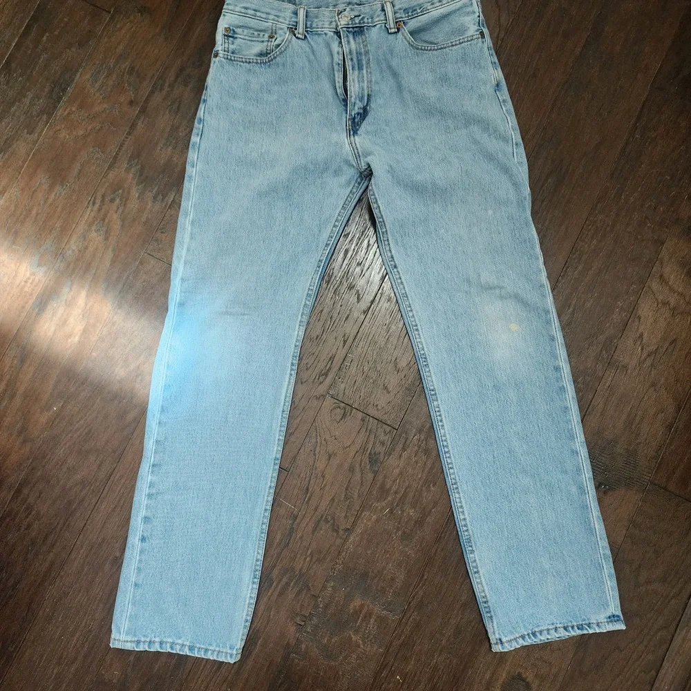 Levis 505 Regular Fit Jeans Mens 33x32 Light Wash Blue Denim Straight Leg